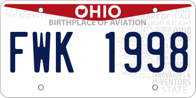 OH license plate FWK1998