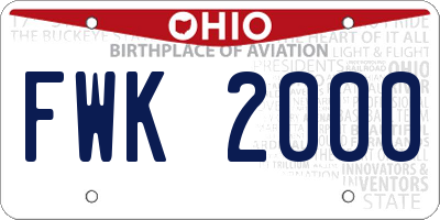 OH license plate FWK2000