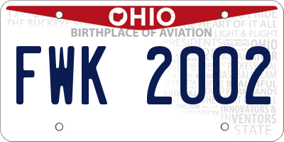 OH license plate FWK2002