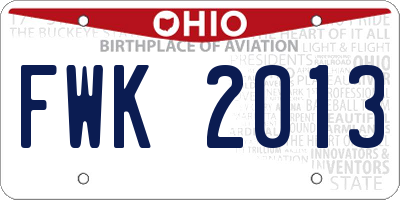 OH license plate FWK2013