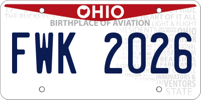 OH license plate FWK2026