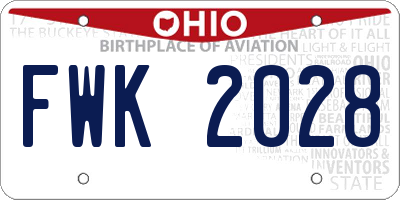 OH license plate FWK2028