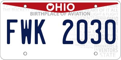 OH license plate FWK2030