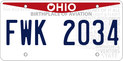 OH license plate FWK2034