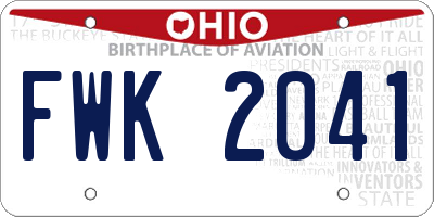 OH license plate FWK2041