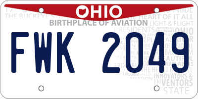 OH license plate FWK2049
