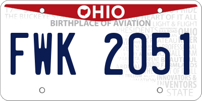 OH license plate FWK2051
