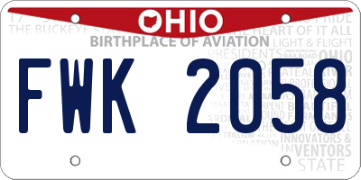 OH license plate FWK2058