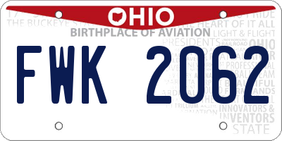 OH license plate FWK2062