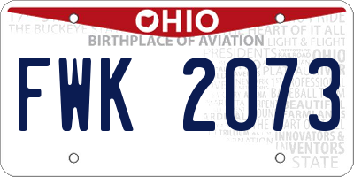 OH license plate FWK2073