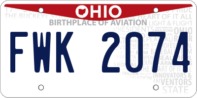 OH license plate FWK2074