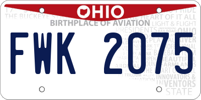 OH license plate FWK2075