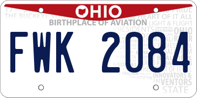 OH license plate FWK2084
