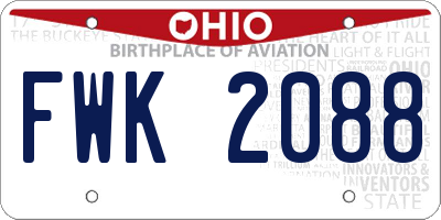 OH license plate FWK2088