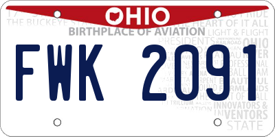 OH license plate FWK2091