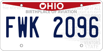 OH license plate FWK2096