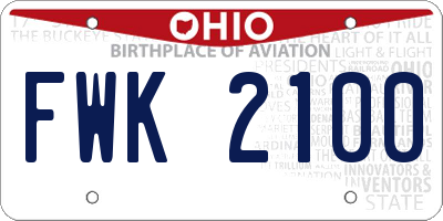OH license plate FWK2100