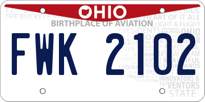 OH license plate FWK2102