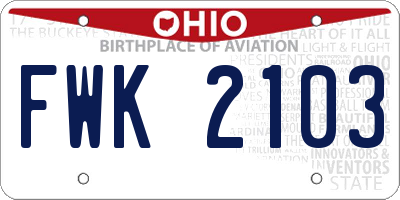 OH license plate FWK2103