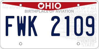 OH license plate FWK2109