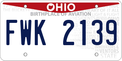 OH license plate FWK2139