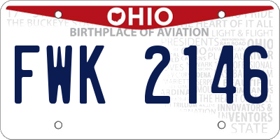 OH license plate FWK2146