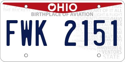 OH license plate FWK2151