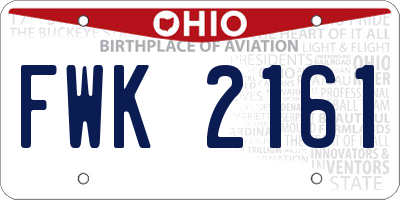 OH license plate FWK2161