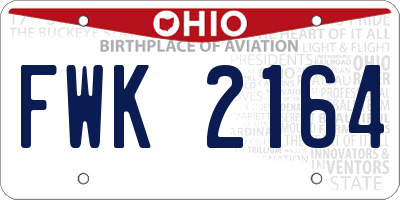 OH license plate FWK2164