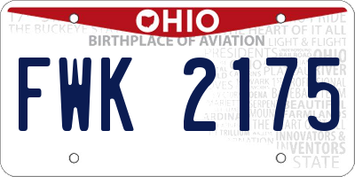 OH license plate FWK2175
