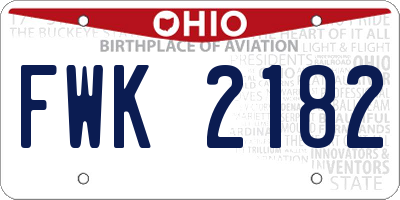 OH license plate FWK2182