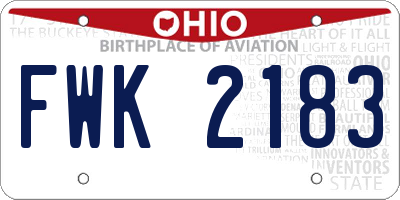 OH license plate FWK2183