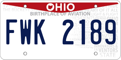 OH license plate FWK2189