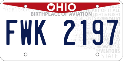 OH license plate FWK2197