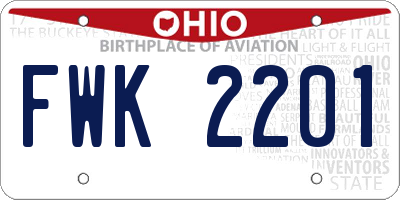 OH license plate FWK2201