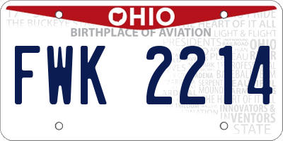 OH license plate FWK2214
