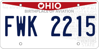 OH license plate FWK2215