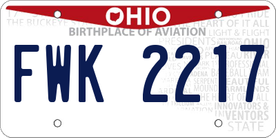 OH license plate FWK2217