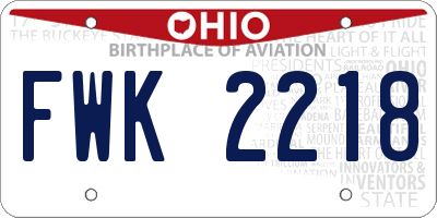OH license plate FWK2218
