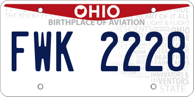OH license plate FWK2228