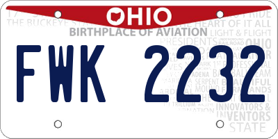 OH license plate FWK2232