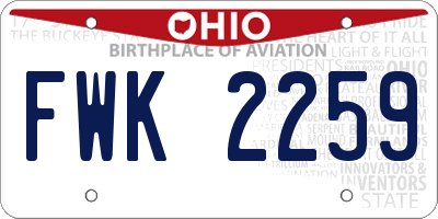 OH license plate FWK2259