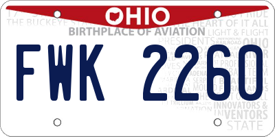 OH license plate FWK2260