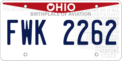 OH license plate FWK2262