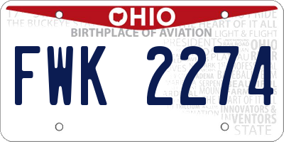 OH license plate FWK2274