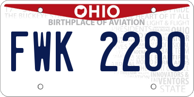 OH license plate FWK2280