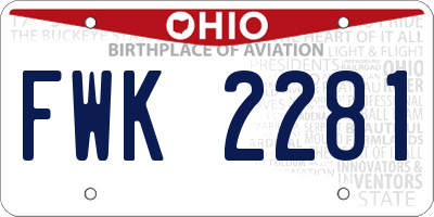 OH license plate FWK2281