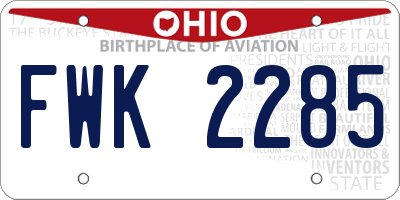 OH license plate FWK2285