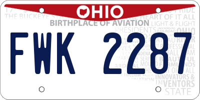 OH license plate FWK2287