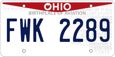 OH license plate FWK2289
